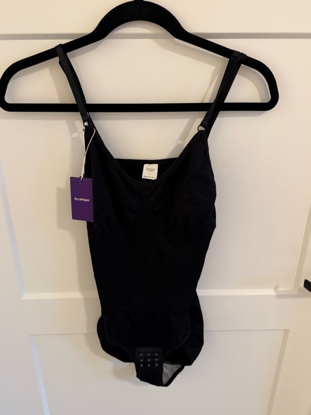 HeyShape Black Shapewear Bodysuit | Sculpting Compression | Adjustable Straps L